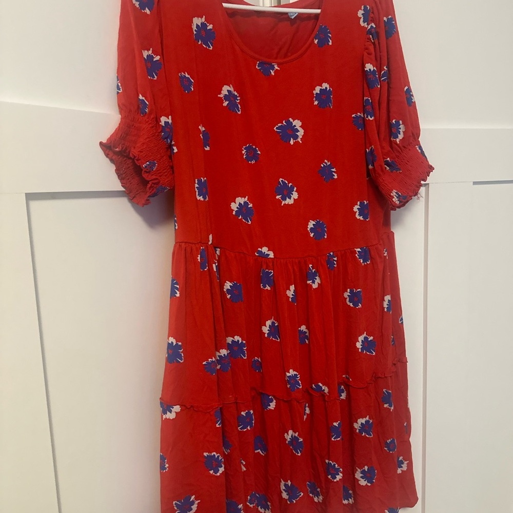 Floral Red Dress
